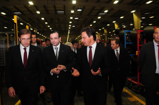 Pedro Passos Coelho, Primeiro-ministro, em visita à Continental Mabor, no anúncio do novo eixo rodoviário de alternativa à EN14, 20-10-14